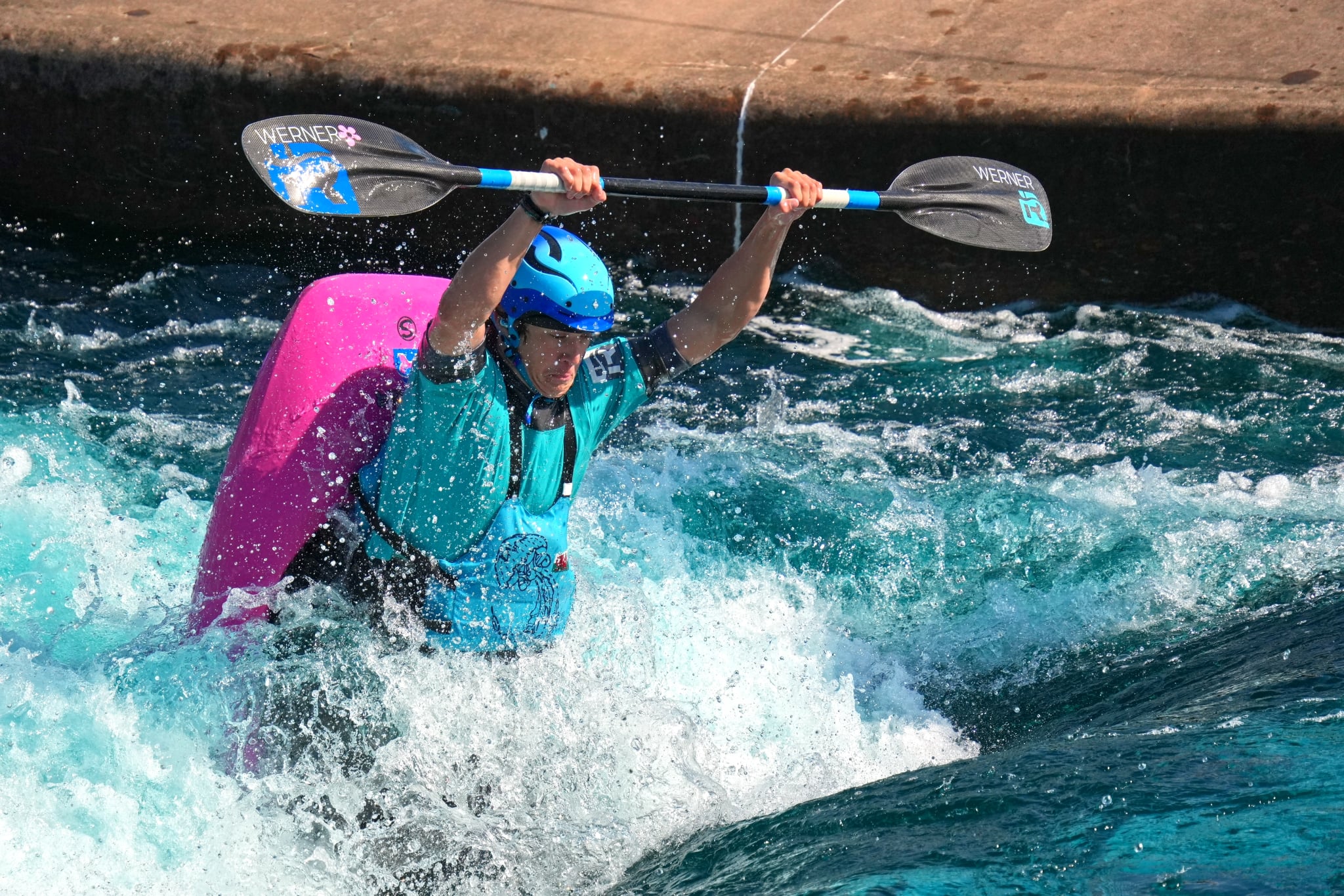 Math Craddock paddling K1 at Cardiff International White Water